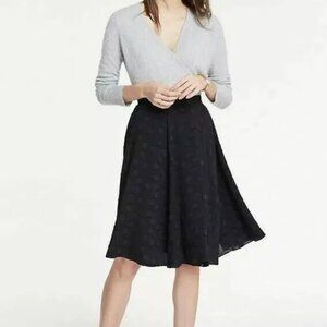 Ann Taylor Black Clip‎ Dot Full Circle Chiffon Skirt Petite  Size 6P